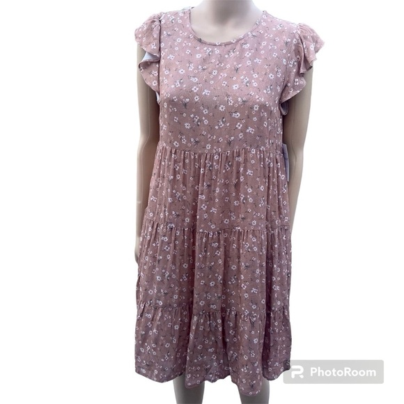 Ditsy print light brown mini dress - Picture 5 of 10